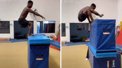 Молодой гимнаст поразил всех своей прыгучестью