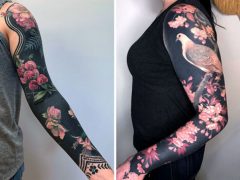 Татуировки с цветами на чёрном фоне стали визитной карточкой талантливой художницы