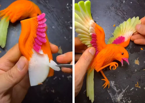 Съедобные корнеплоды превращаются в удивительных реалистичных птиц