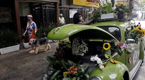 Чтобы заработать деньги, женщина превратила машину в цветочный магазин