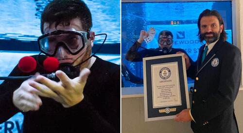 Фокусник погрузился под воду ради мирового рекорда