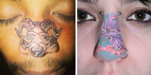 Чтобы не отстать от новой причудливой моды, люди татуируют себе носы