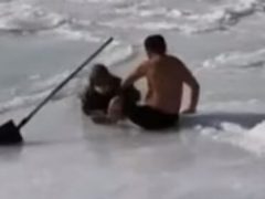Старушка, оказавшаяся на замёрзшей реке, получила помощь от неравнодушного незнакомца