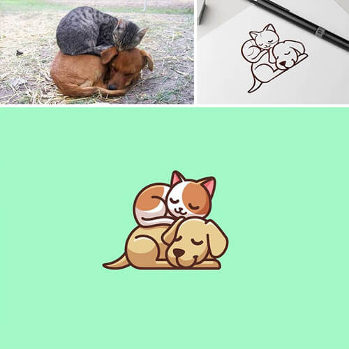 Забавные фотографии с животными превращаются в милые логотипы