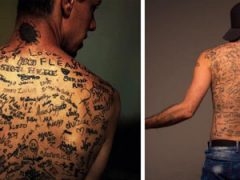 На спине рекордсмена имеется самое большое количество татуировок-автографов