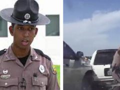 Отличная реакция помогла дорожному полицейскому избежать гибели на шоссе