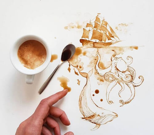 Случайно пролив кофе, художница открыла новые творческие горизонты