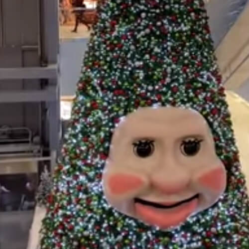 В торговом центре установили праздничную ёлку с говорящим лицом