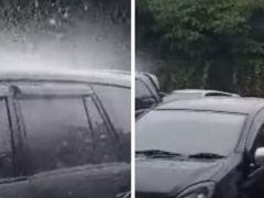 Из всех автомобилей на парковке только один оказался под дождём