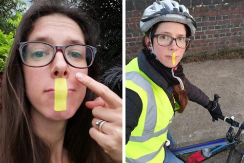 Чтобы научиться дышать носом, женщина заклеила себе рот