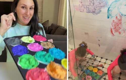 Мама изобрела для детей смывающуюся краску, чтобы малыши могли рисовать в ванной