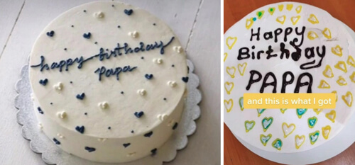 Торт, заказанный для папиного дня рождения, был испорчен неаккуратным кондитером