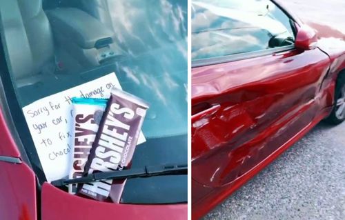 Автомобилистка утверждает, что незнакомец повредил её машину и откупился шоколадками