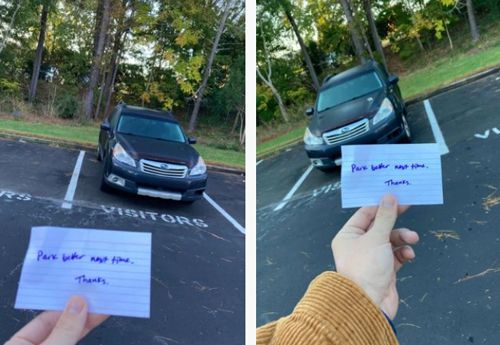 Водительница, которая припарковалась правильно, получила пассивно-агрессивную записку