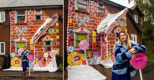 Творческая женщина превратила свой дом в рождественский пряничный домик