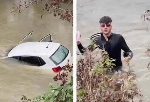 Получив водительские права, автомобилистка через несколько недель утопила свою машину в реке