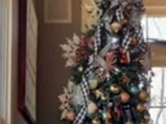 Белка попыталась спрятаться в ветвях рождественской ёлки