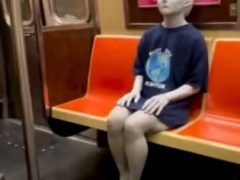 Пассажиры метро удивились, увидев в общественном транспорте инопланетянина