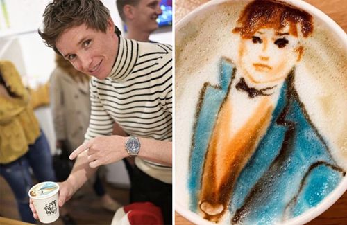 Бариста рисует портреты знаменитостей на кофейной пенке