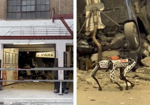 Чтобы обыскать обрушившийся гараж, пожарные использовали робота-собаку