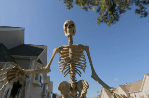 Домовладельцу велели убрать скелет, танцующий «стриптиз» на уличном знаке