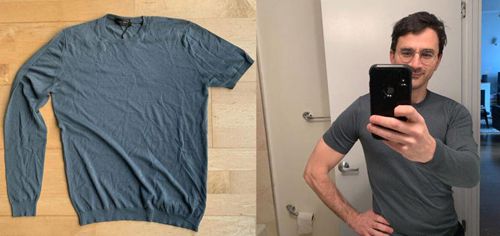 Один рукав купленной футболки оказался коротким, а другой — длинным